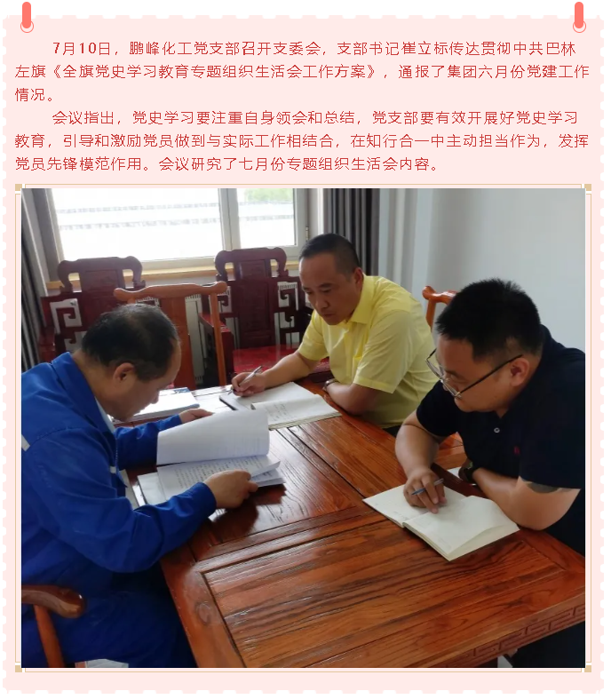 鹏峰化工党支部召开支委会1