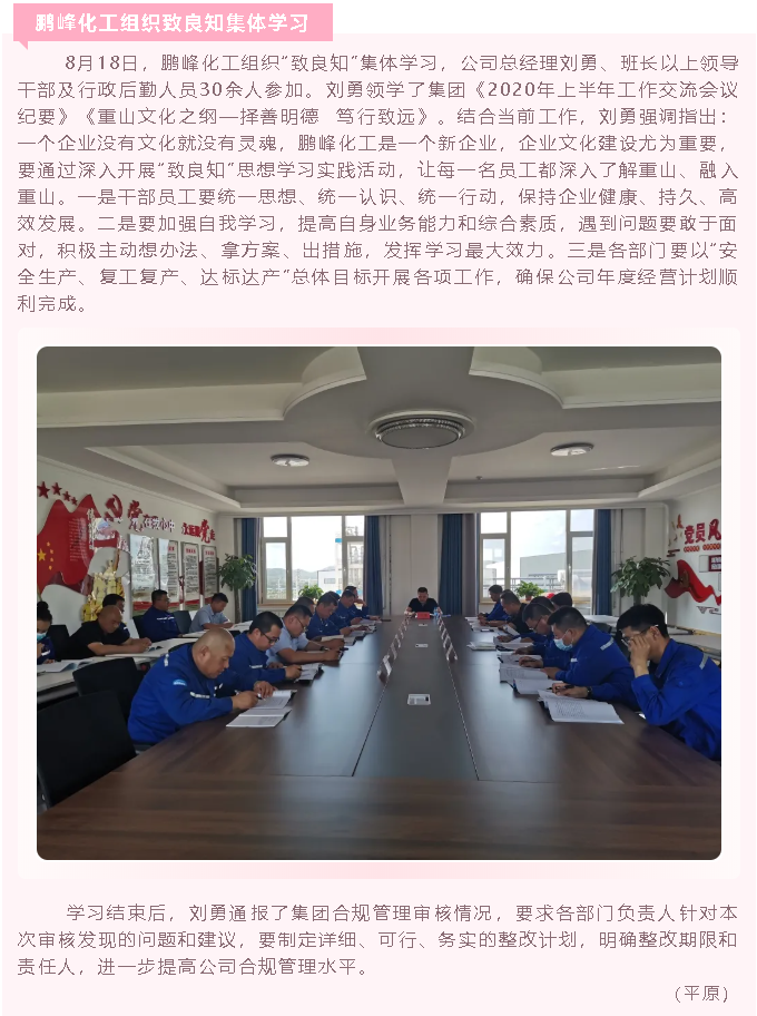鹏峰化工组织致良知集体学习50
