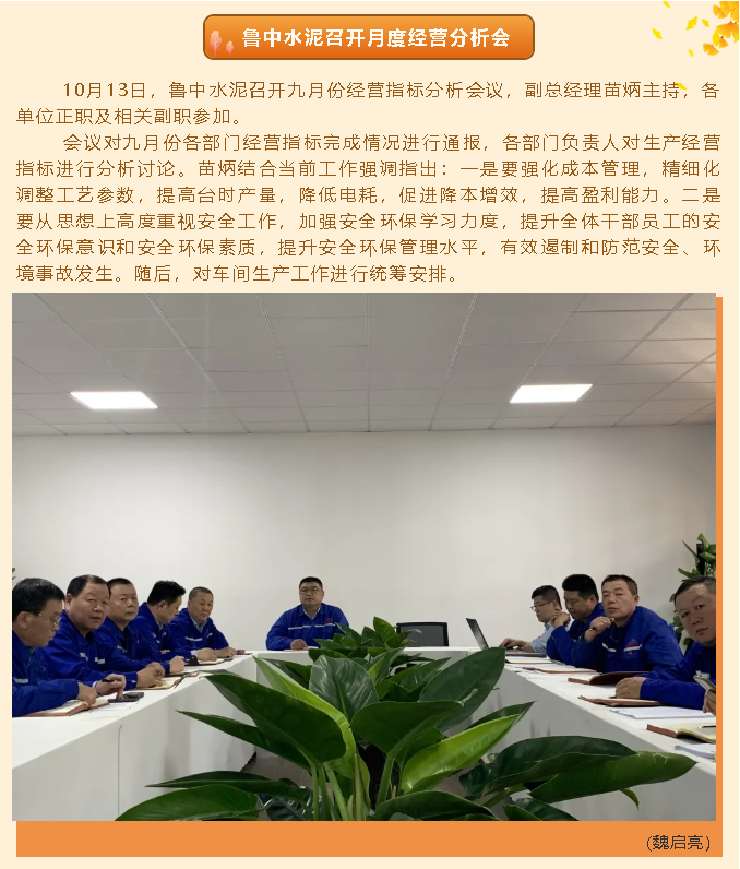 鲁中水泥召开月度经营分析会33