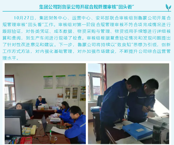 集团公司到鲁蒙公司开展合规管理审核“回头看”93